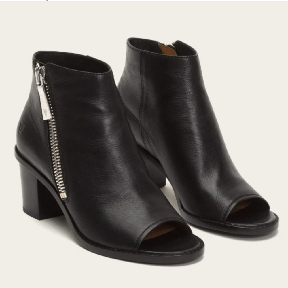Frye Brielle Black Leather Ankle Booties